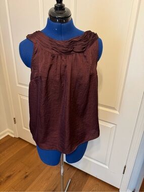 LOFT Sleeveless Draped Neck Top in Plum